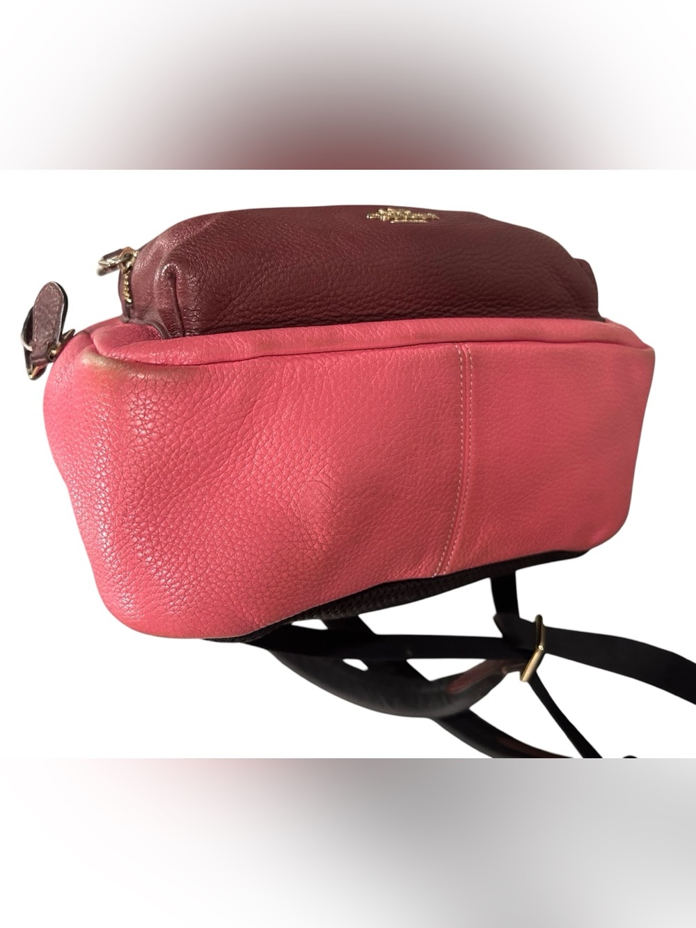 Coach Charlie Pink Two-Tone Leather Medium Backpack - Picture 6 of 7